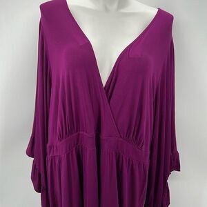 Torrid 6X super soft ruffled sleeve magenta blouse